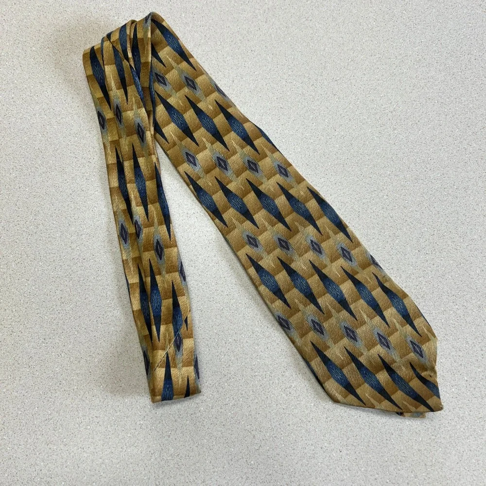 Albert Nipon Vintage Tie Cravat Black Gold Paisley Silk Necktie 90 1995 58x4 USA